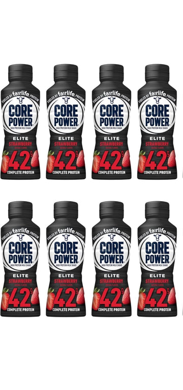 Fairlife Core Power advanced Strawberry (8 Pack) High Protein Milk Shakes 42g - 14 Fl Oz Sports Nutrition with Baxter Expresss packaging