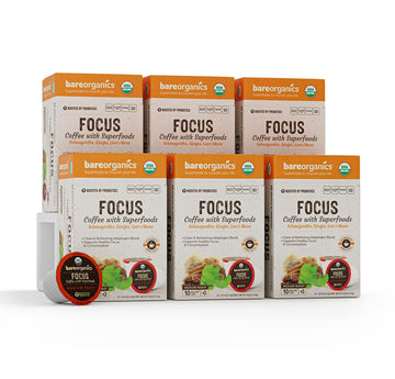 Bareorganics Focus Coffee Pods With Superfoods & Probiotics | Keurig K-Cup Compatible | Usda Certified Organic, Vegan, Non-Gmo &