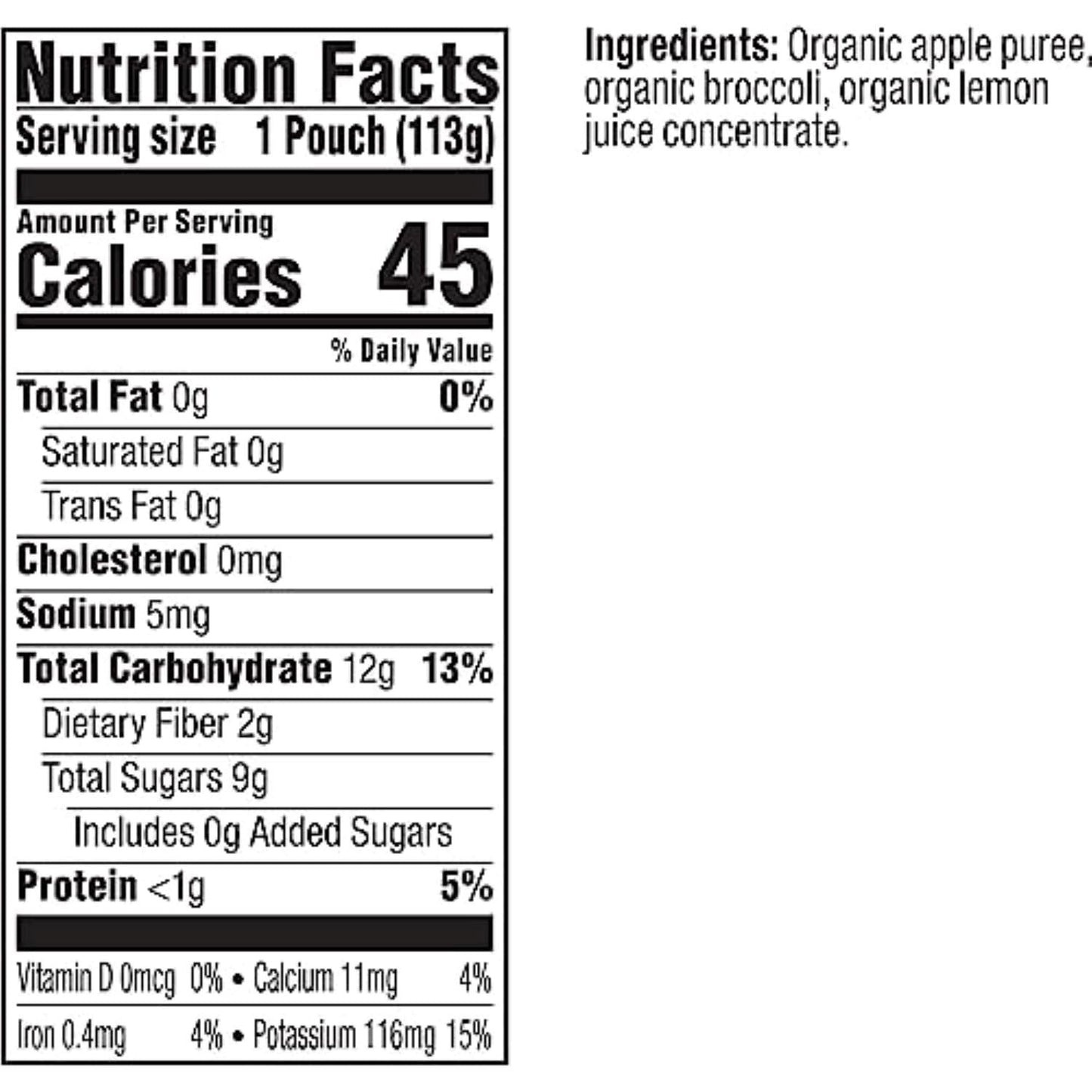 Plum Organics Stage 2 Organic Baby Food - Apple And Broccoli - 4 Oz Pouch (Pack Of 6) - Organic Fruit And Vegetable Baby Food Po