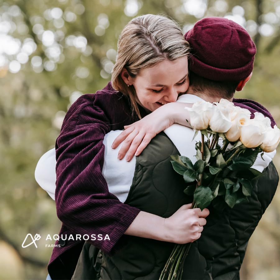 Aquarossa Farms - 24 White Roses, Fresh Flowers For Delivery, Flower Fresh Bouquet, Gift Idea For Graduation, Birthday, Annivers