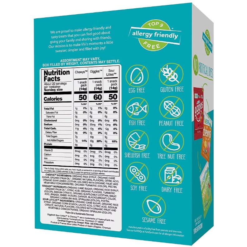 YumEarth Organic Variety Candy Box  30 Snack Packs.
