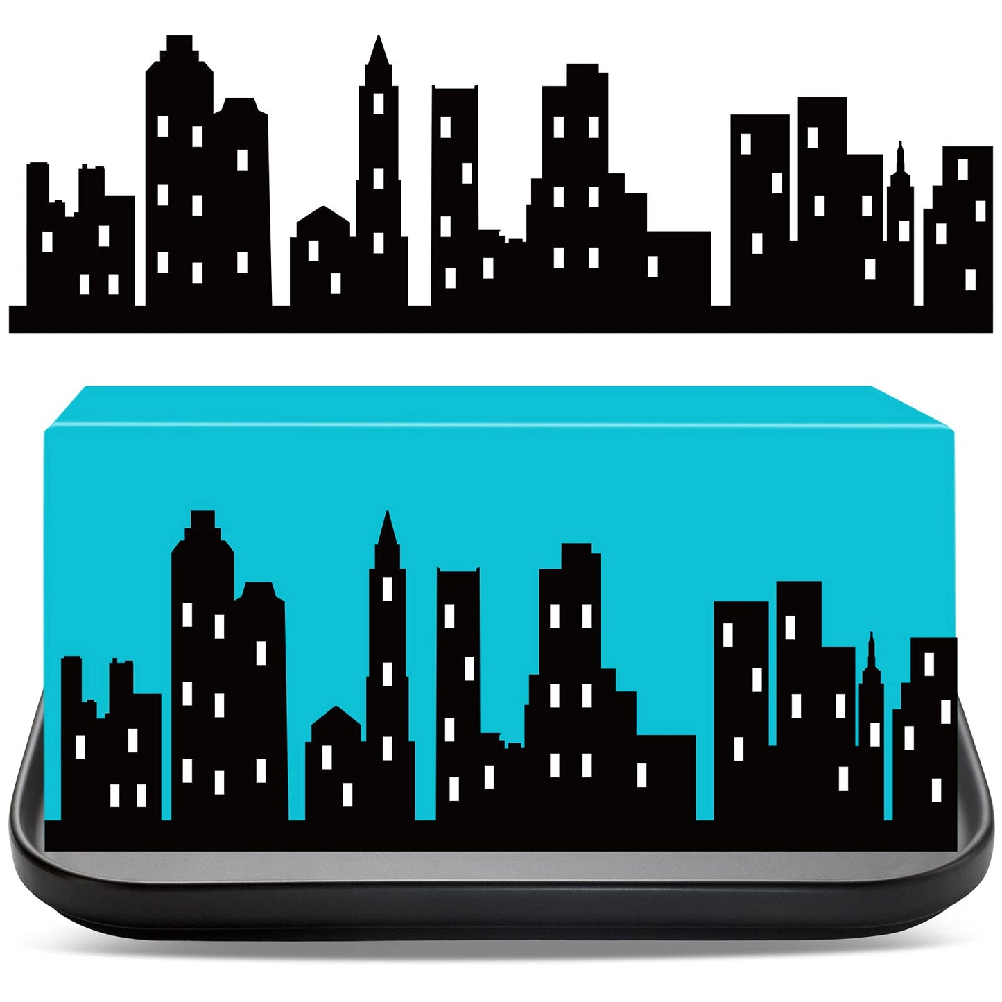 4 Pieces City Cake Border Decoration Toppers Stick On Or Lay On Building Images Lighted City Backdrop For Cakes Wrap Desserts Bi