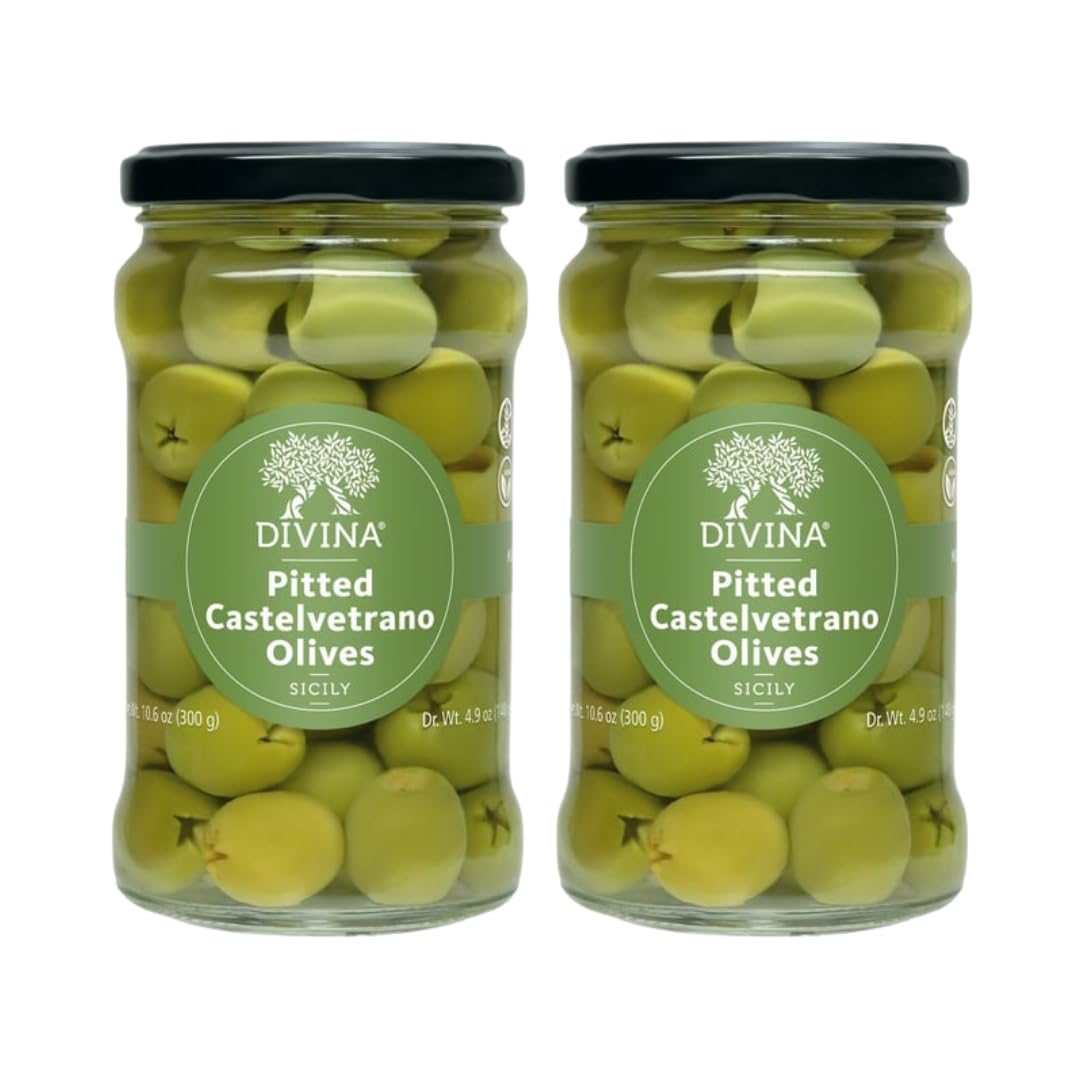 DIVINA Castelvetrano Pitted Olives, 10.6 oz, 2 Pack
