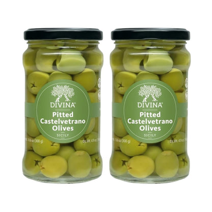 DIVINA Castelvetrano Pitted Olives, 10.6 oz, 2 Pack