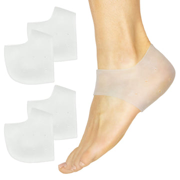 Vivesole Silicone Heel Protectors (2 Pairs) - Gel Guard For Women And Men - Moisturizing Relief For Blister, Cracked Foot, Plant
