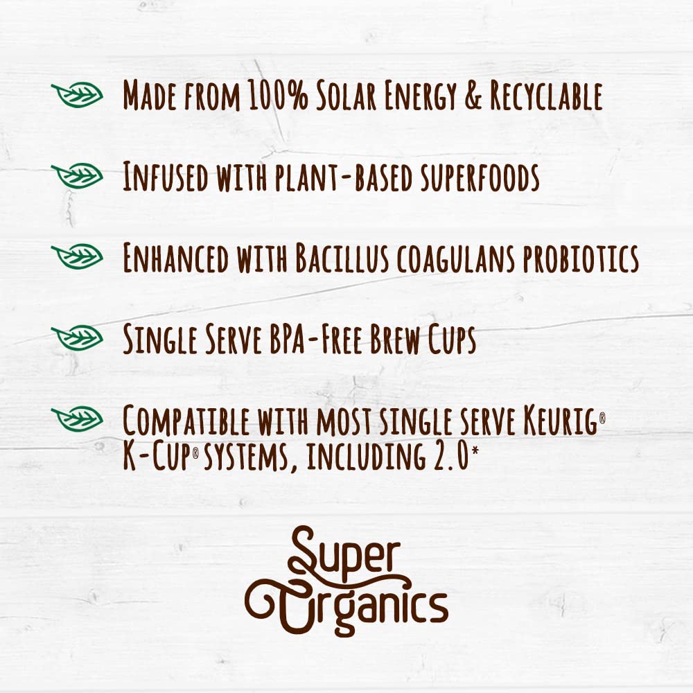 Super Organics Awake Black Tea Pods With Superfoods & Probiotics Keurig K-Cup Compatible Energy  Revitalizing  Refreshing Tea USDA Certified Organic  Vegan  Non-GMO  Natural & Delicious  60ct