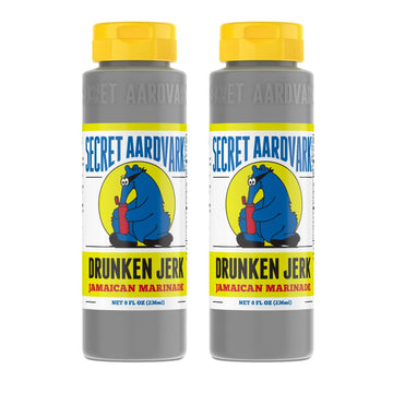 Secret Aardvark Jamaican Jerk Hot Sauce, Non-GMO, Low Carb Marinade, 8 Fl Oz (2-Pack)