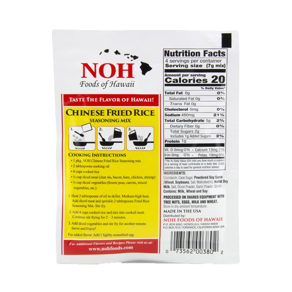 NOH Foods of Hawaii Four Serving Seasoning Packets, 1.5 oz, Pack of 3, Ideal for Chinese Fried Rice