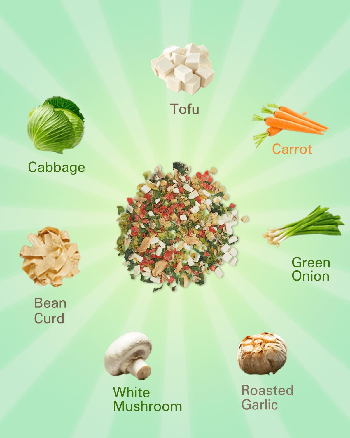 vSlice Dried Veggie Tofu Mix Ramen Toppings, Gluten-Free Dehydrated Vegetable Flakes, 7.5oz