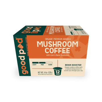 INDEPENDENCE CO. goodPOD Brain Booster K Cup Pods - Organic Arabica Coffee with Lions Mane, Medium Roast, 12 Count