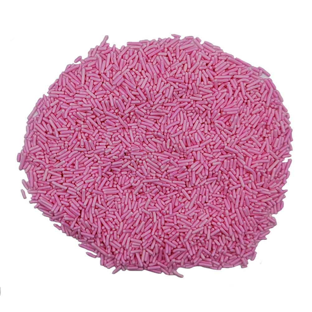 Homankit Pink Jimmies Sprinkles Edible Candy Toppings for Ice Cream, Cupcakes, Cakes, 2.75 Ounces