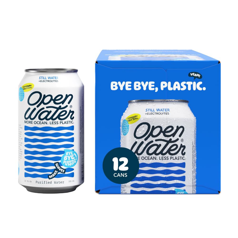 Open Water Still 12oz cans (1 case, 12 cans) - Sustainable Aluminum Canned Still Water With Electrolytes - 7.0 pH Balanced BPA-F