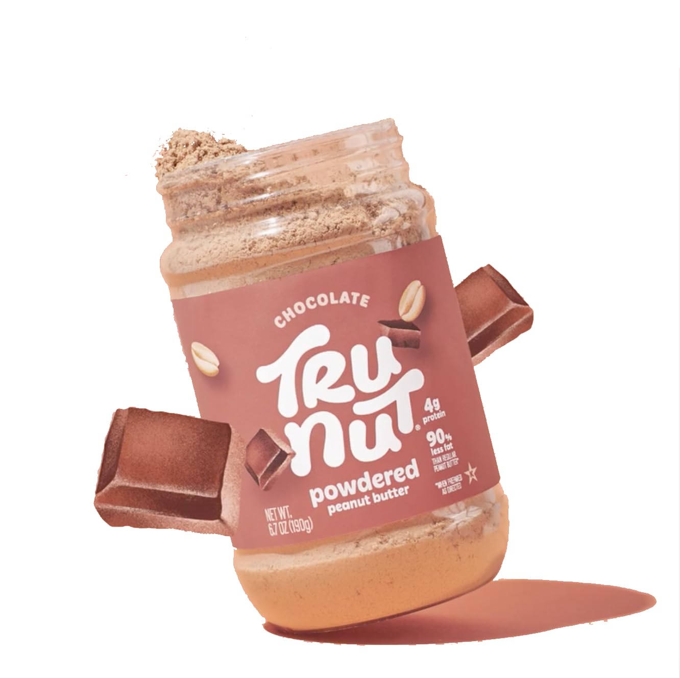 Tru-Nut - Chocolate Peanut Butter Powder - Healthy Peanut Butter, Vegan, 4g of Protein, 50 calories - Peanut Butter Chocolate Flavored - 6.7oz