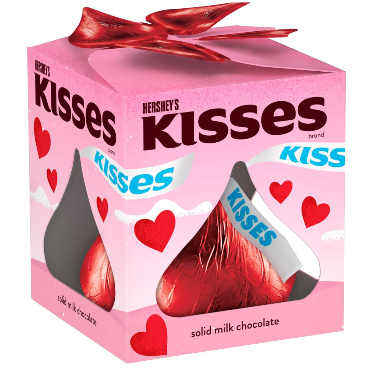 Hershey Giant Red Kisses Milk Chocolate Valentine's Gift Box - Extra Large Solid Chocolate Candy Treat For Parites, Valentines E