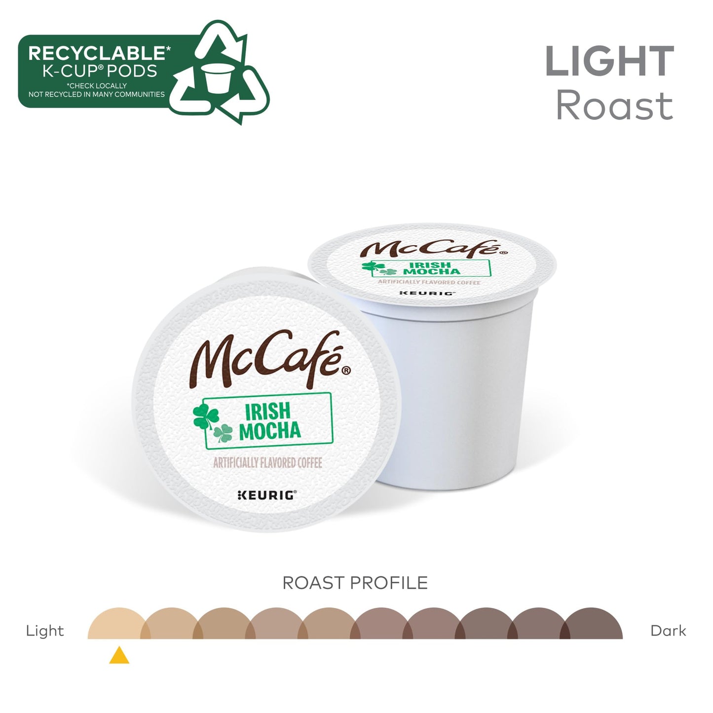 McCafe Irish Mocha Flavored Coffee K-Cup Pods, 96 Count, 6 Count (Pack of 4), White