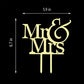 JIEEIN Mr and Mrs Cake Topper, Bride and Groom Sign, Mirror Gold Acrylic, 1 Count, Model NJ-0498