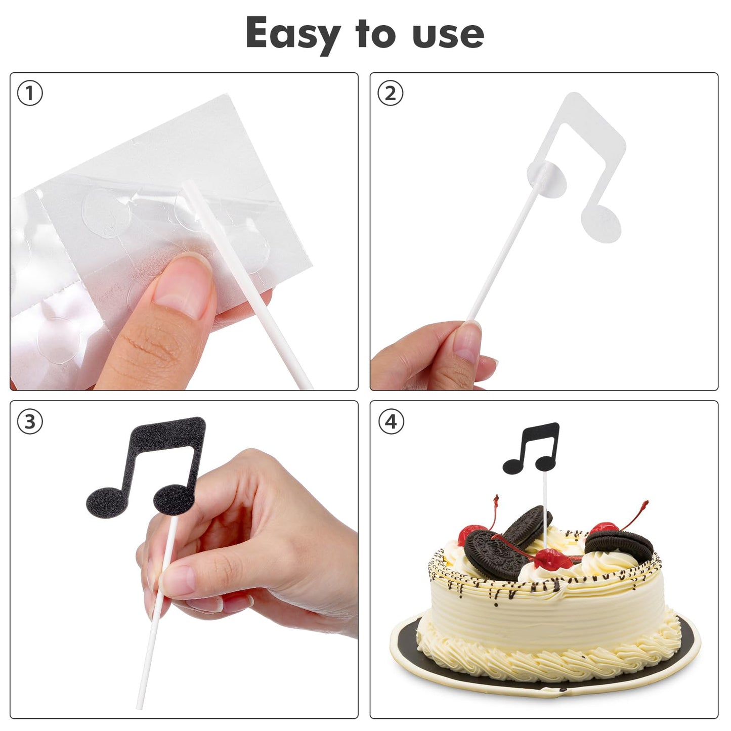 Ultnice Cake Topper Music Symbol Notes Decorations Party Supplies For Happy Birthday Cake 6 Pcs