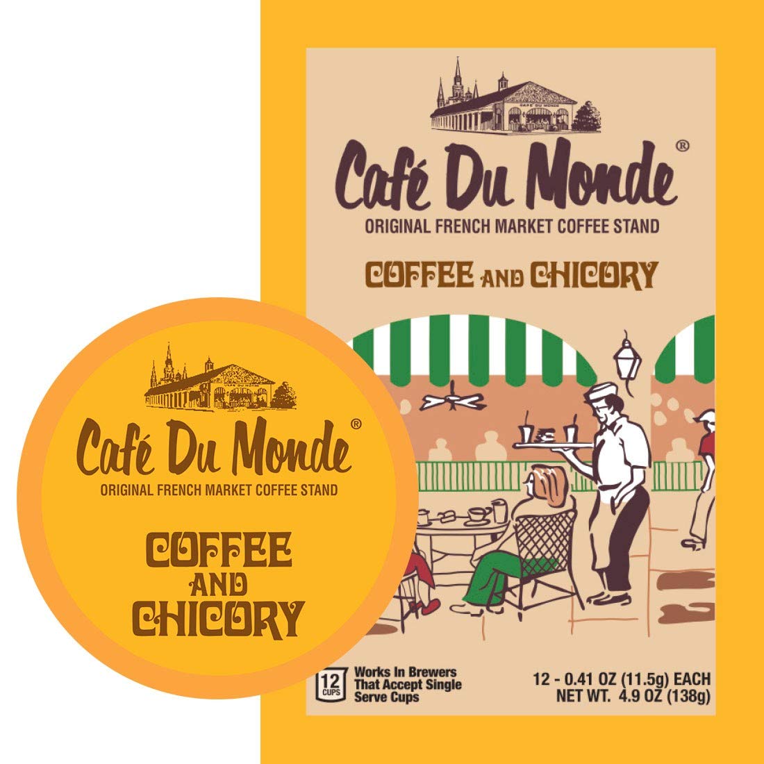 Cafe Du Monde Dark Roast Pods Coffee And Chicory Single Serve Cups (72 Count)