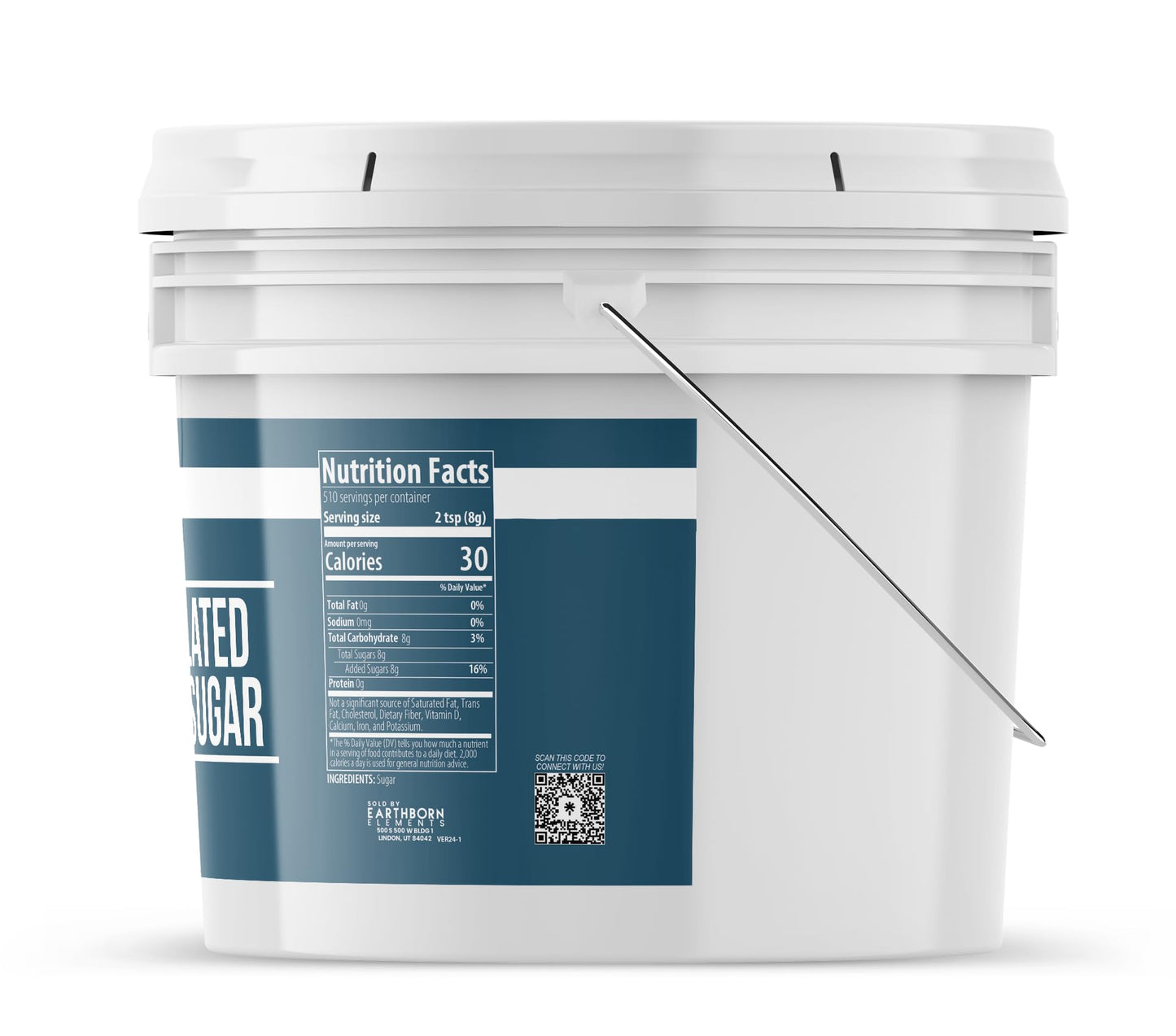 Earthborn Elements Granulated White Sugar, Non-GMO, 1 Gallon Bucket
