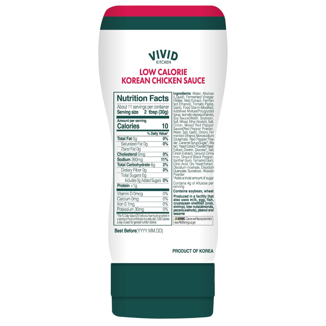 VIVID KITCHEN Korean Chicken Sauce - Low-Calorie, No Preservatives - Sweet and Savory Flavor - Easy Squeeze Bottles - Authentic