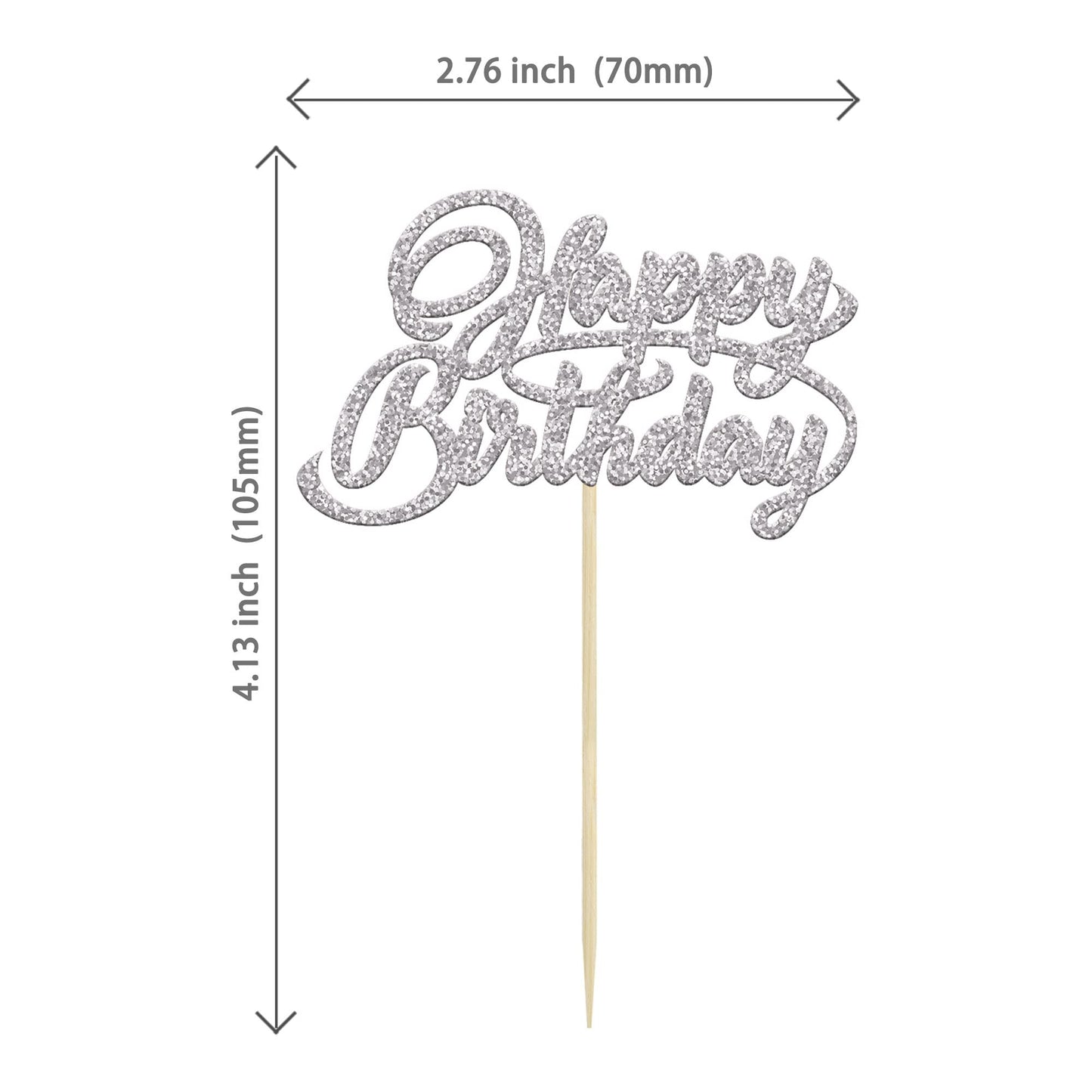 24 Pack Happy Birthday Cupcake Toppers Glitter Birthday Cupcake Food Picks For Celebrating Happy Birthday Party Cake Decorations