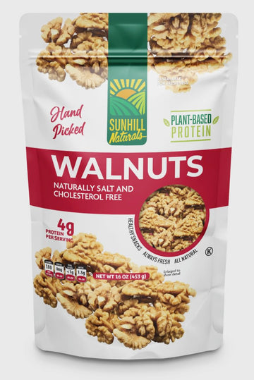 Sunhill Naturals Premium Raw Shelled Walnuts - Halved Unsalted Chandler Walnuts, 7 x 10 x 2.5 inches, Ideal for Smart Snacking
