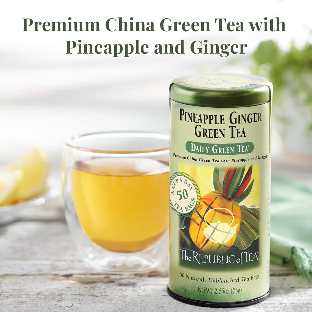 The Republic Of Tea - Pineapple Ginger Daily Green Tea, 50 Tea Bags