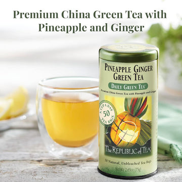 The Republic Of Tea - Pineapple Ginger Daily Green Tea, 50 Tea Bags