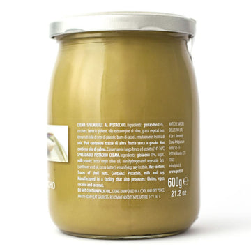 Pisti Cream of Pistachio from Sicily 21.2 Ounce (600g) | Artisanal Italian Nut Spread | Enjoy with Bread and Biscuits (Pack of 2