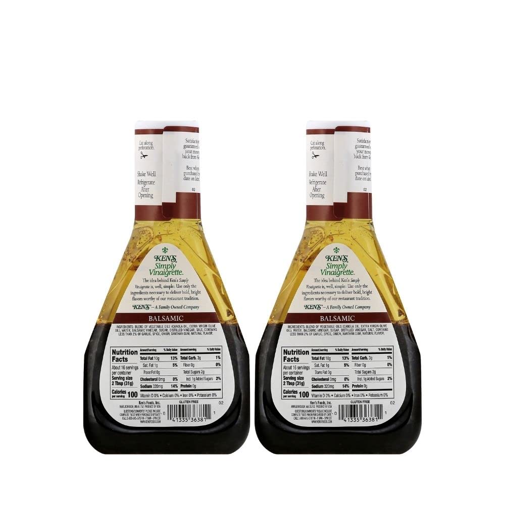 Ken'S Steak House Simply Vinaigrette, Balsamic, Salad Dressing 16 Ounce