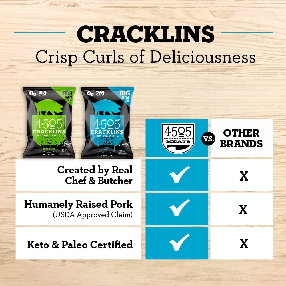 4505 Meats Sea Salt Pork Cracklins, 3 Ounce