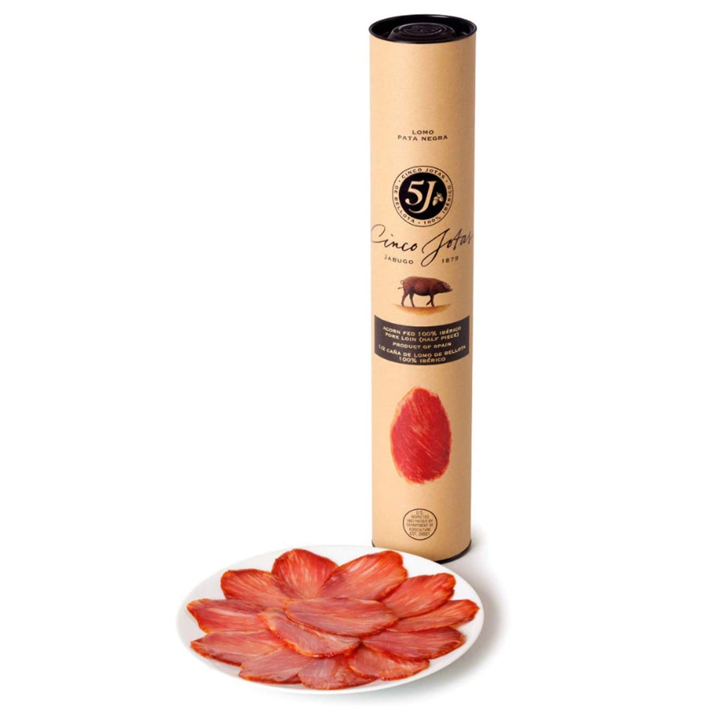 5J Loin Lomo Iberico Bellota - 1 lb Free-Range Pork in Gift Packaging