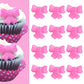 12Pk Shimmer Baby Pink Ribbon Bows Cake Cupcake Sugar Decoration Toppers