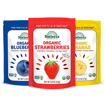 Natierra Organic Freeze-Dried Blueberries, Bananas & Strawberries | Usda Organic, Non-Gmo & Vegan, Gluten Free, No Additives, No Sugar Added | Variety Pack (Pack Of 3)