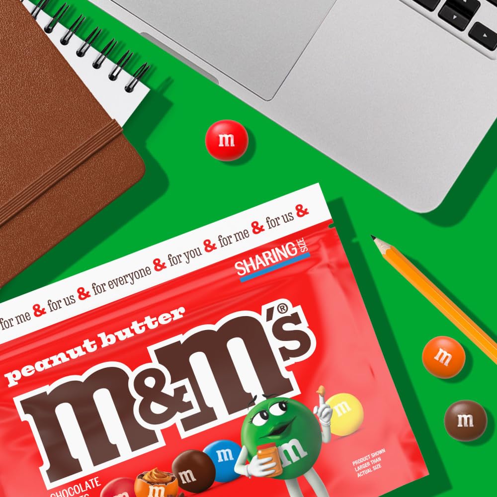 M&MS Peanut Butter Milk Chocolate Candy, Sharing Size, 9 oz Bag