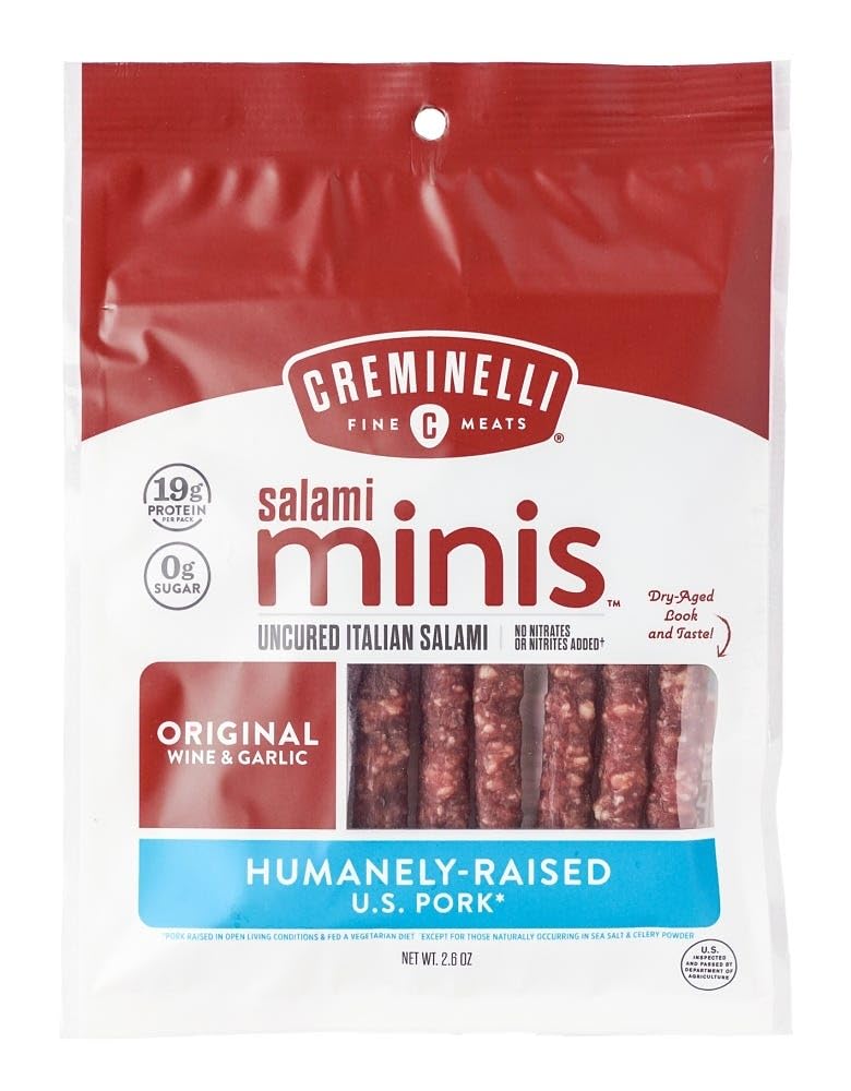 Creminelli Salami Minis Original with Wine & Garlic, 12 Count, 2.6 Ounce Uncured Italian Salami