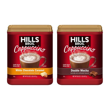 Hills Bros. Variety, 1 Hills Bros. Cappuccino, White Chocolate Caramel, 16 OZ, 1 Hills Bros. Cappucinno, Double Mocha, 16 OZ, 1 