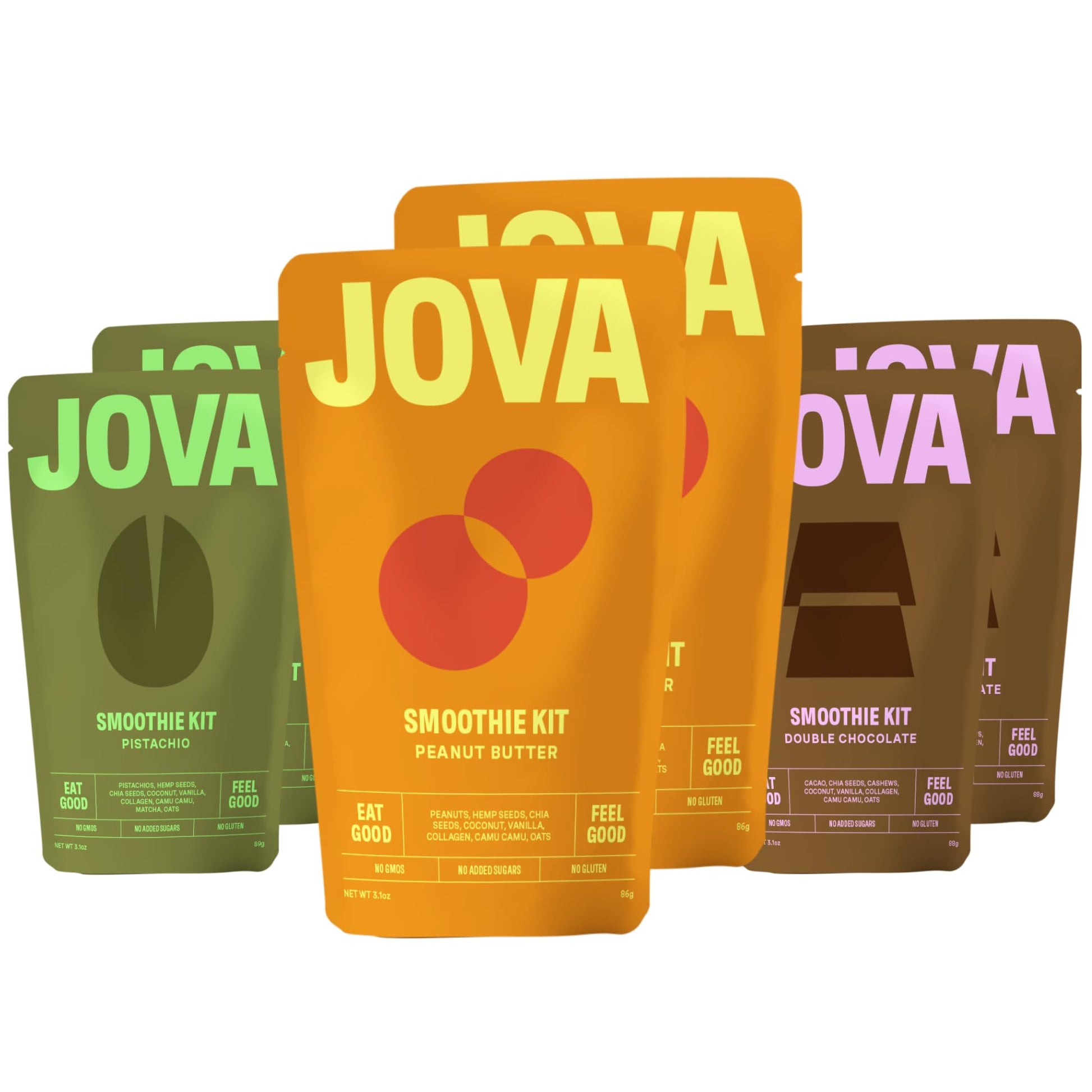 Jova Whole Food Meal Replacement Smoothie. Top-Grade Raw Ingredients In A Delicious Single Serve Kit | Over 21G Protein & 10G Fiber. (Gluten-Free  Non-Gmo  No Added Sugar)  Assorted 6-Pack