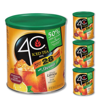 4C Reduced Sugar Powdered Drink Mix Canisters, Iced Tea, 28 Quarts, Family Sized Canister, Thirst Quenching & Refreshing Flavors (Lemon Iced Tea, 36.9 Ounce (Pack Of 3))