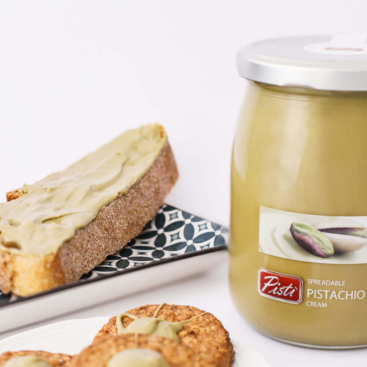 Pisti Cream of Pistachio from Sicily 21.2 Ounce (600g) | Artisanal Italian Nut Spread | Enjoy with Bread and Biscuits (Pack of 2