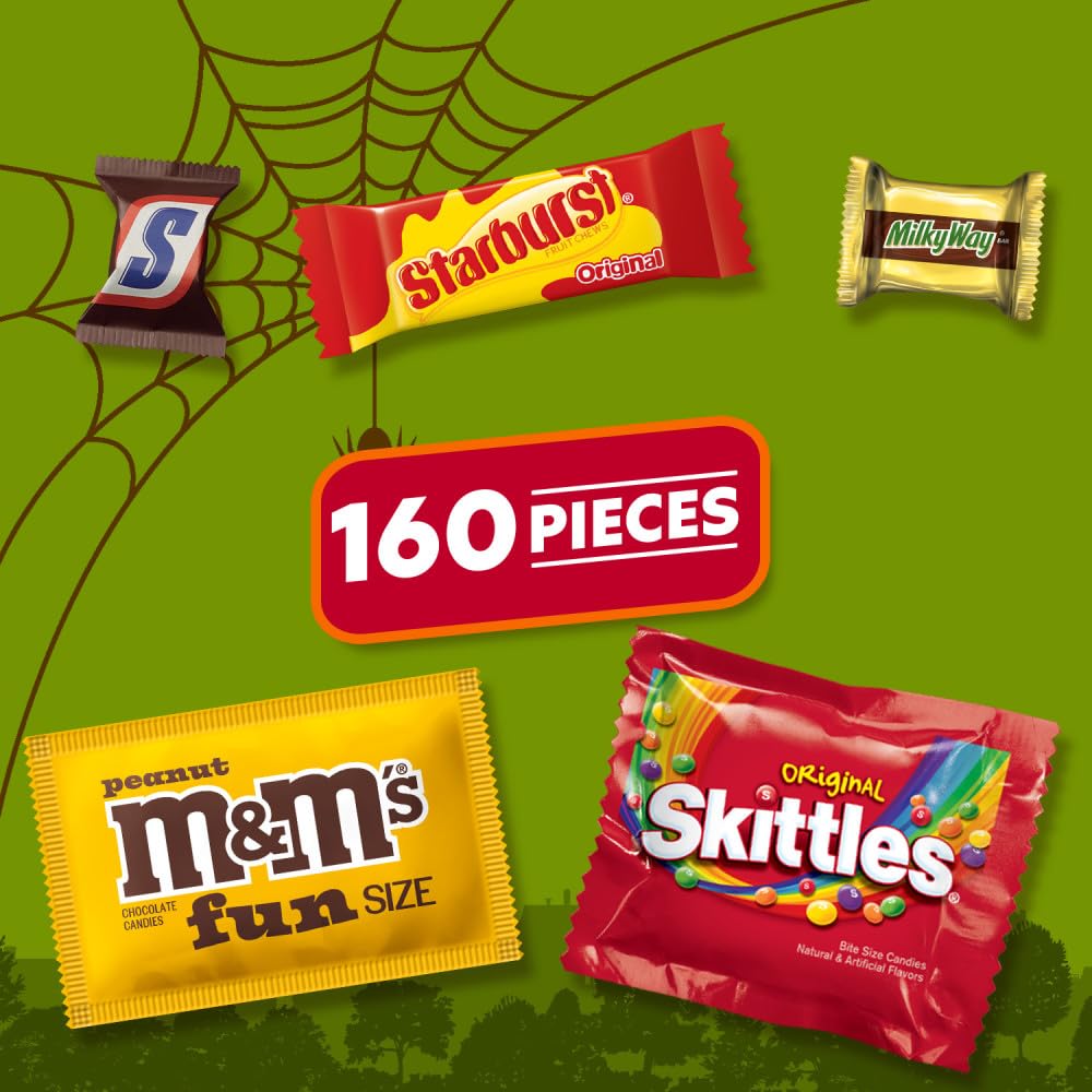 M&MS, SNICKERS & More Assorted Chocolate Candy Variety Pack, Fun Size Halloween Candy, 160 Ct Bulk Bag