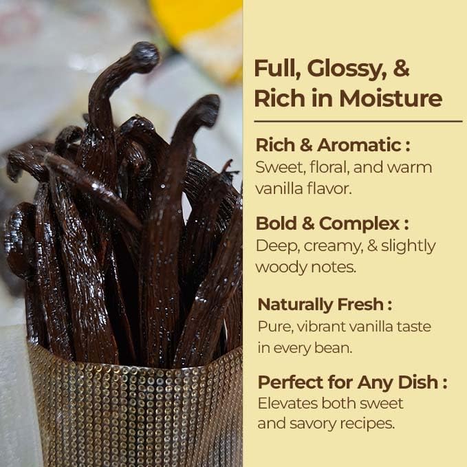 Bulk Vanilla Beans Grade A + | 1 Lb Vanilla Bean Pods For Making Vanilla Extract | Non Gmo | Premium Natural Vanilla Beans For B