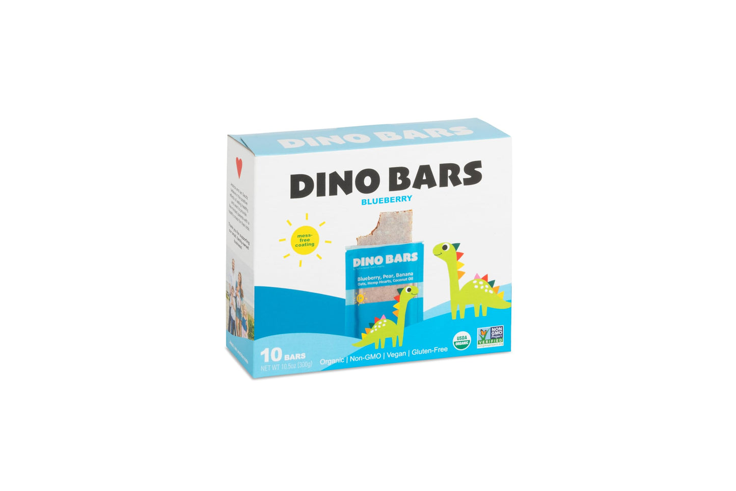 DINO BARS Organic Fruit Bar for Kids, Blueberry Flavor, 10 Pack, Edible Paper, Age 1+