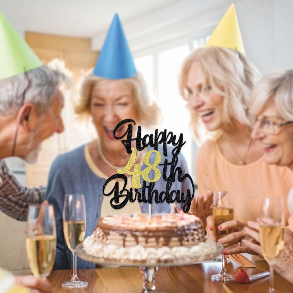 Klionjor 48Th Birthday Cake Topper & Decoration - Happy Birthday Party Decoration Gift Plugin