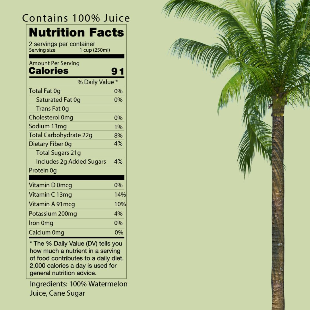 CoCo Joy 100% Natural Watermelon Juice, (12-Pack) Low-Calorie Watermelon Drink