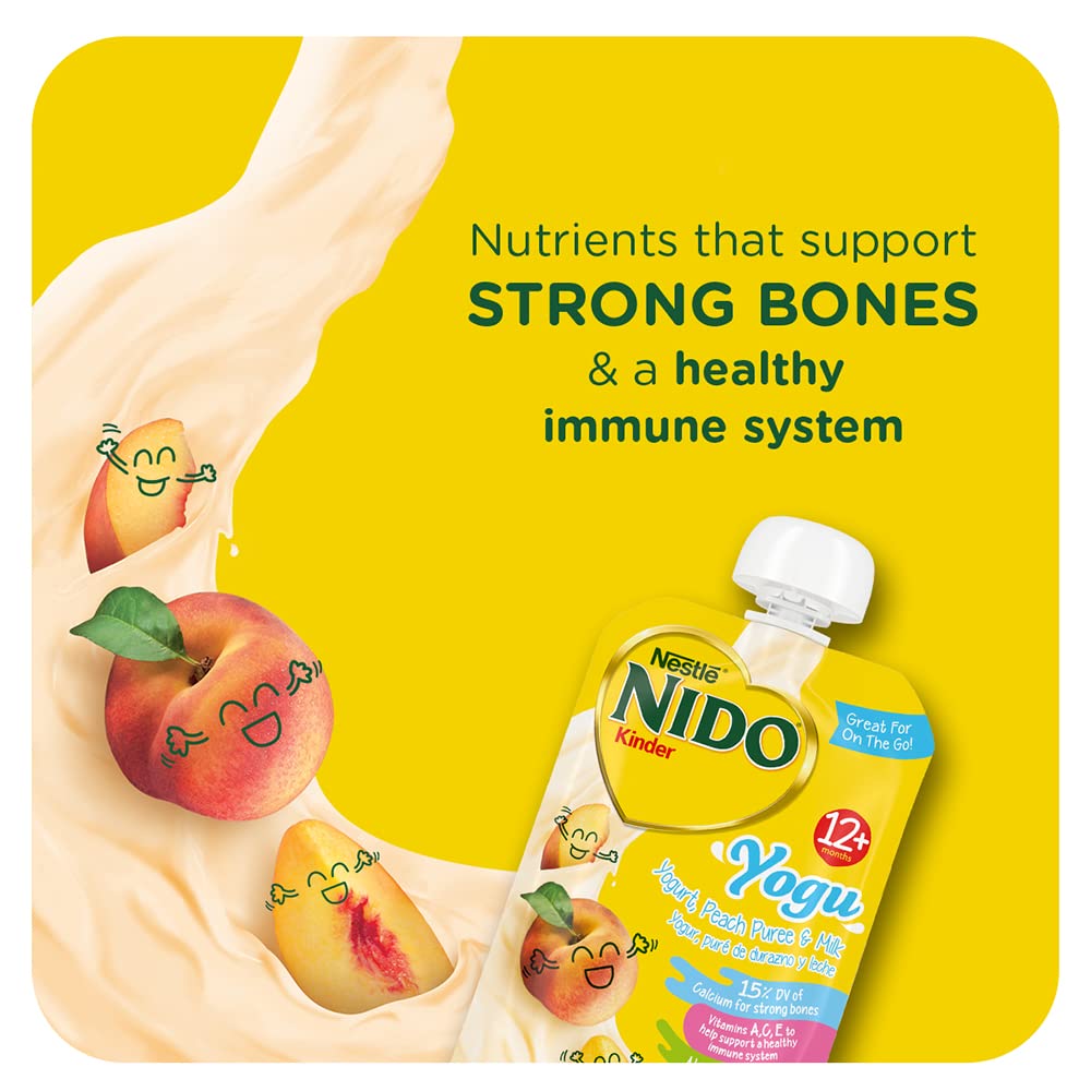 Nestle Nido Baby Food Pouches, Toddler, Yogurt, Strawberry Puree And Milk, 3.5 Oz