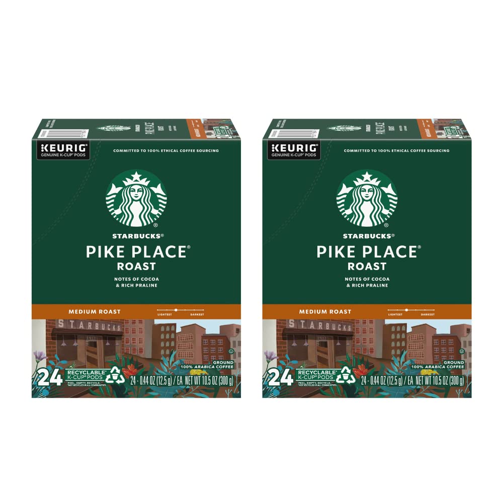 Starbucks Pike Place Roast K-Cups, 24 Count (Pack of 2), Compatible with Keurig K-Cup Brewers