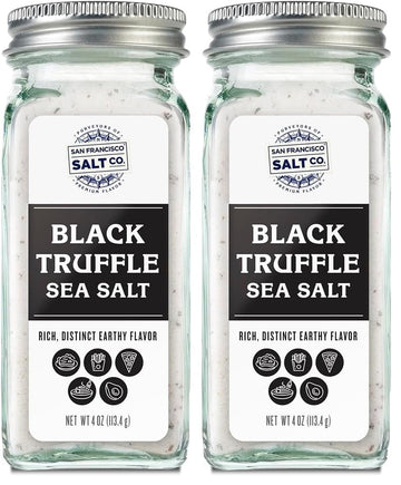 Italian Black Truffle Sea Salt 4 oz. Glass Shaker by San Francisco Salt Company (Pack of 2)