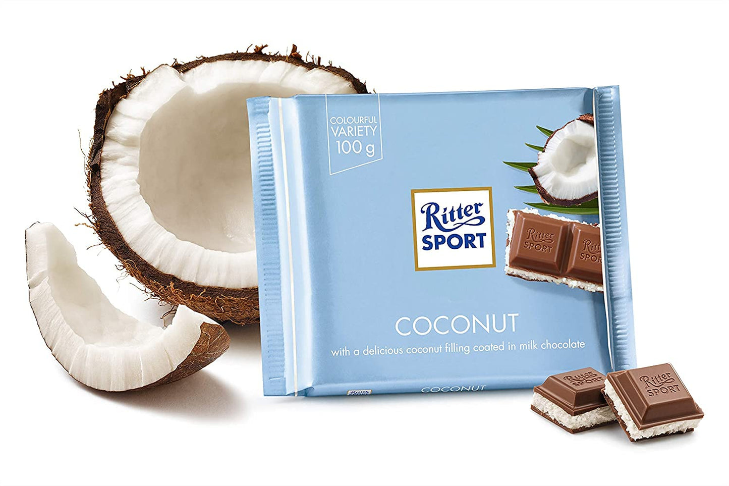 Ritter Sport Kokos / coconut (3 Bars each 100g) - fresh from Germany