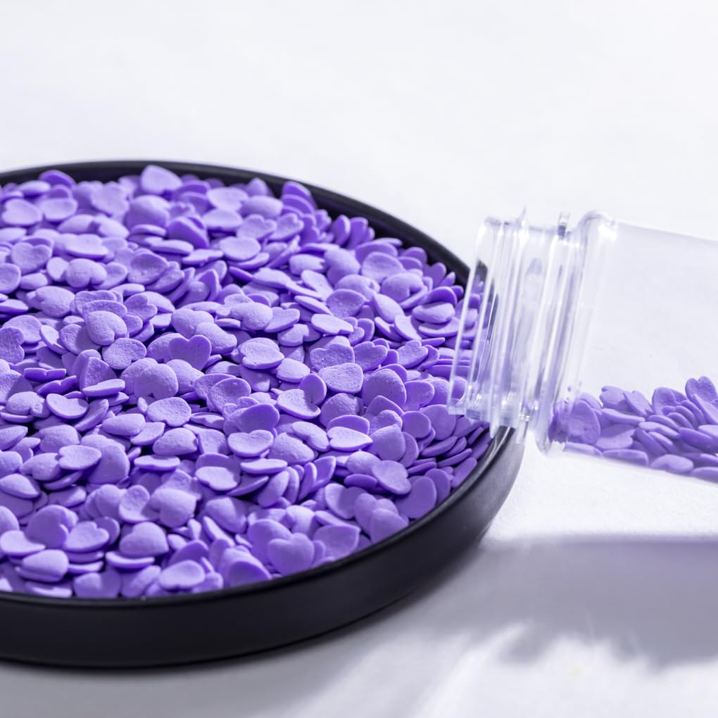 NIPEOR Purple Heart Sprinkles for Cake Decorating - Jumbo Heart, 3.53 oz/100g, Ideal for Valentine Weddings